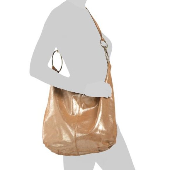 MARLON Made In Italy Leather Hobo With Metal Ring Details